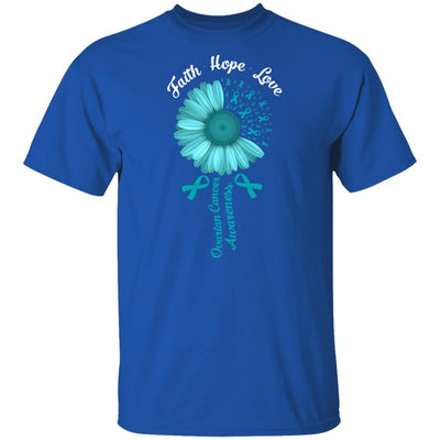 Faith Hope Love Teal Ribbon Ovarian Cancer Awareness T-Shirt & Hoodie | Teecentury.com