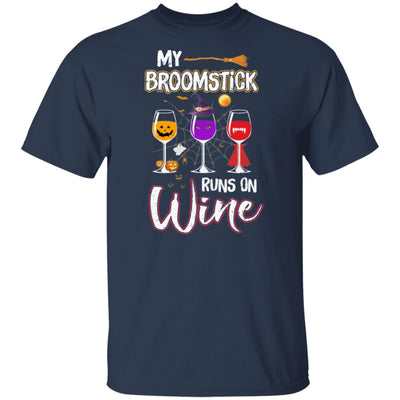 My Broomstick Runs On Wine Drinking Halloween Wine Lover T-Shirt & Hoodie | Teecentury.com