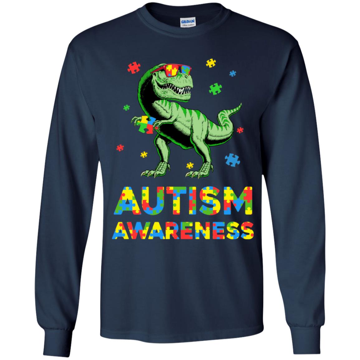Dinosaur Puzzle Autism Awareness For Boys Girls Youth Youth Shirt | Teecentury.com
