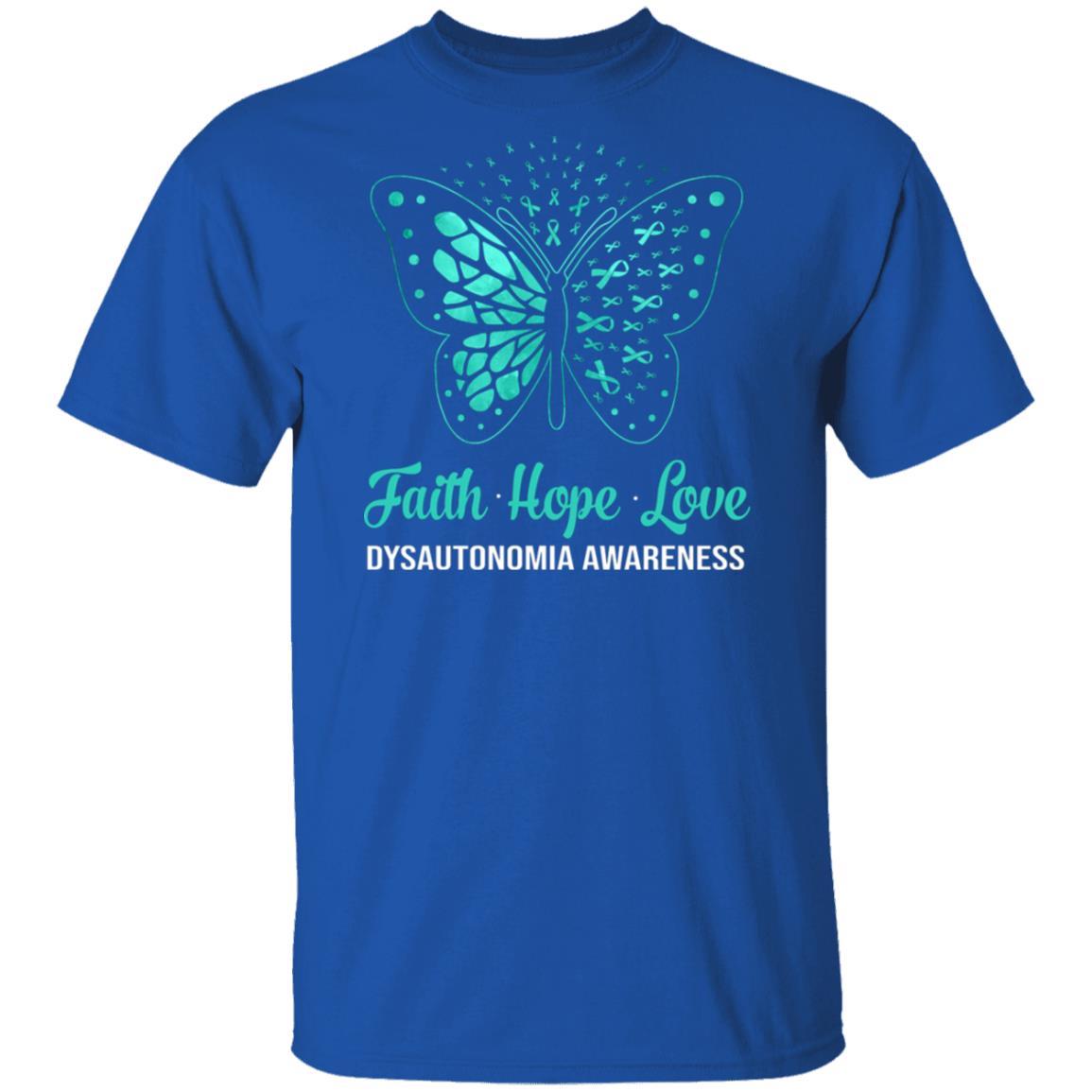 Faith Hope Love Turquoise Butterfly Dysautonomia Awareness T-Shirt & Hoodie | Teecentury.com