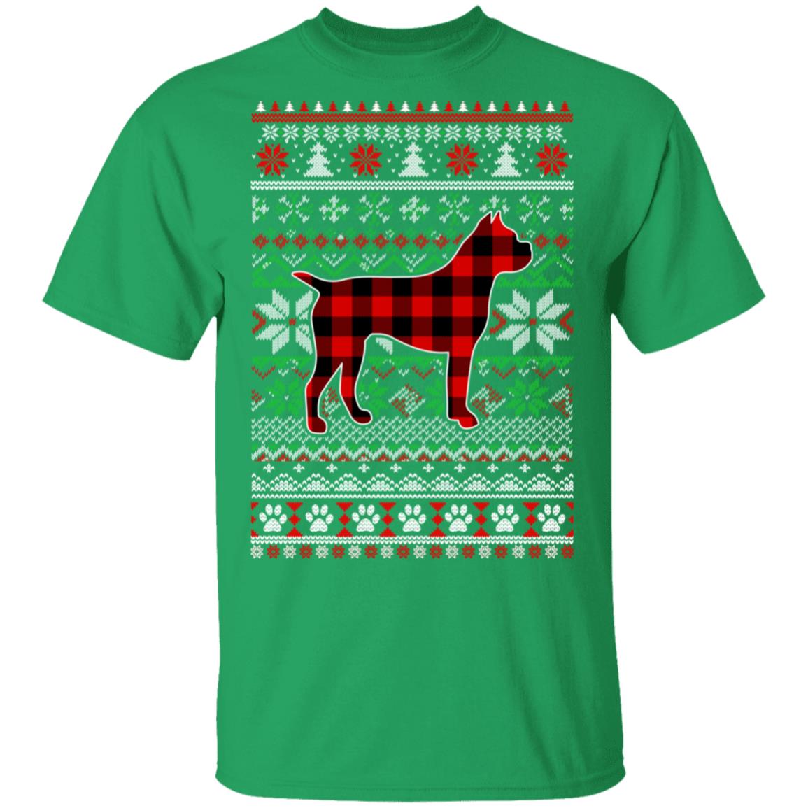 Boxer Red Plaid Ugly Christmas Sweater Gifts T-Shirt & Sweatshirt | Teecentury.com