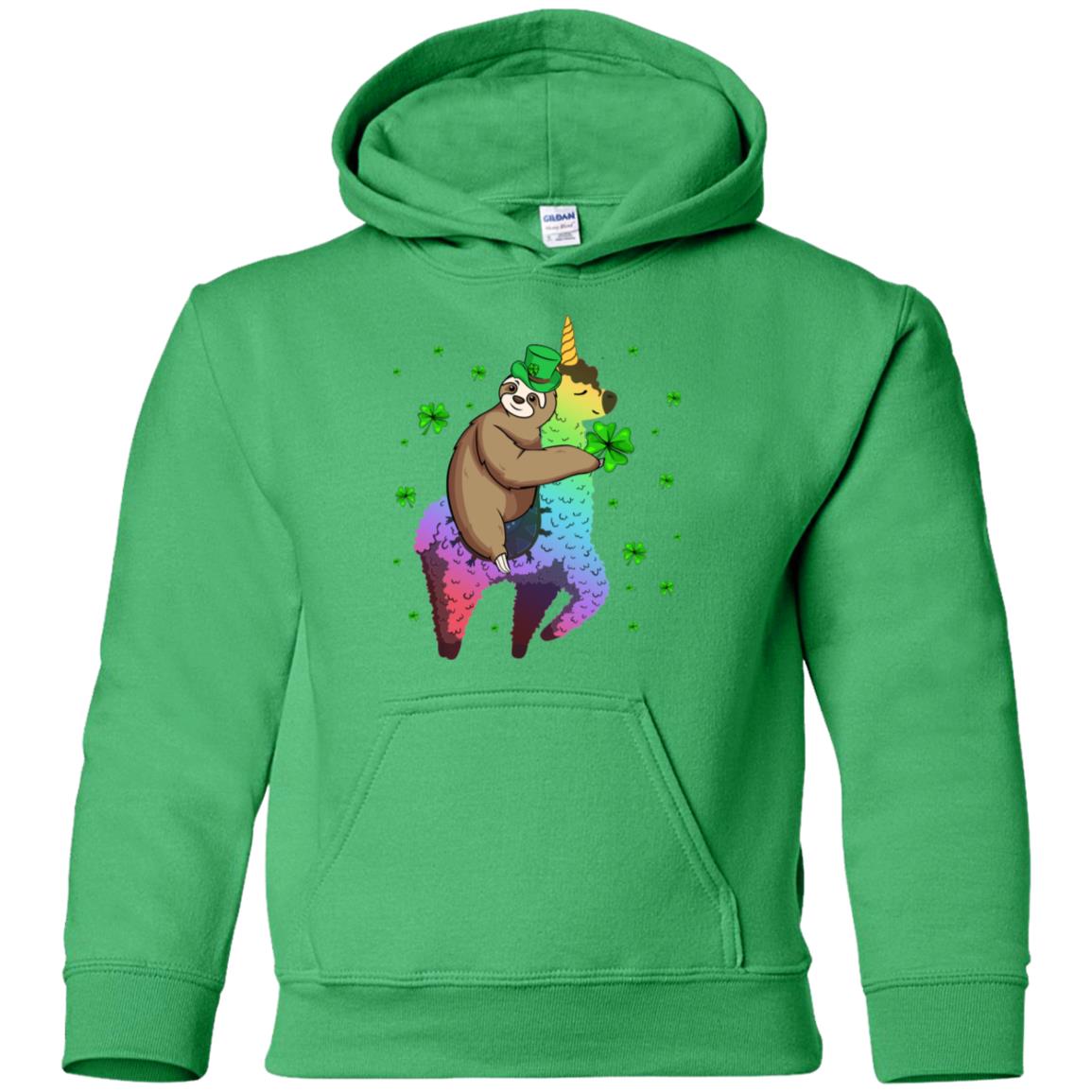 Leprechaun Sloth Riding Llama Unicorn St Patricks Day Youth Youth Shirt | Teecentury.com
