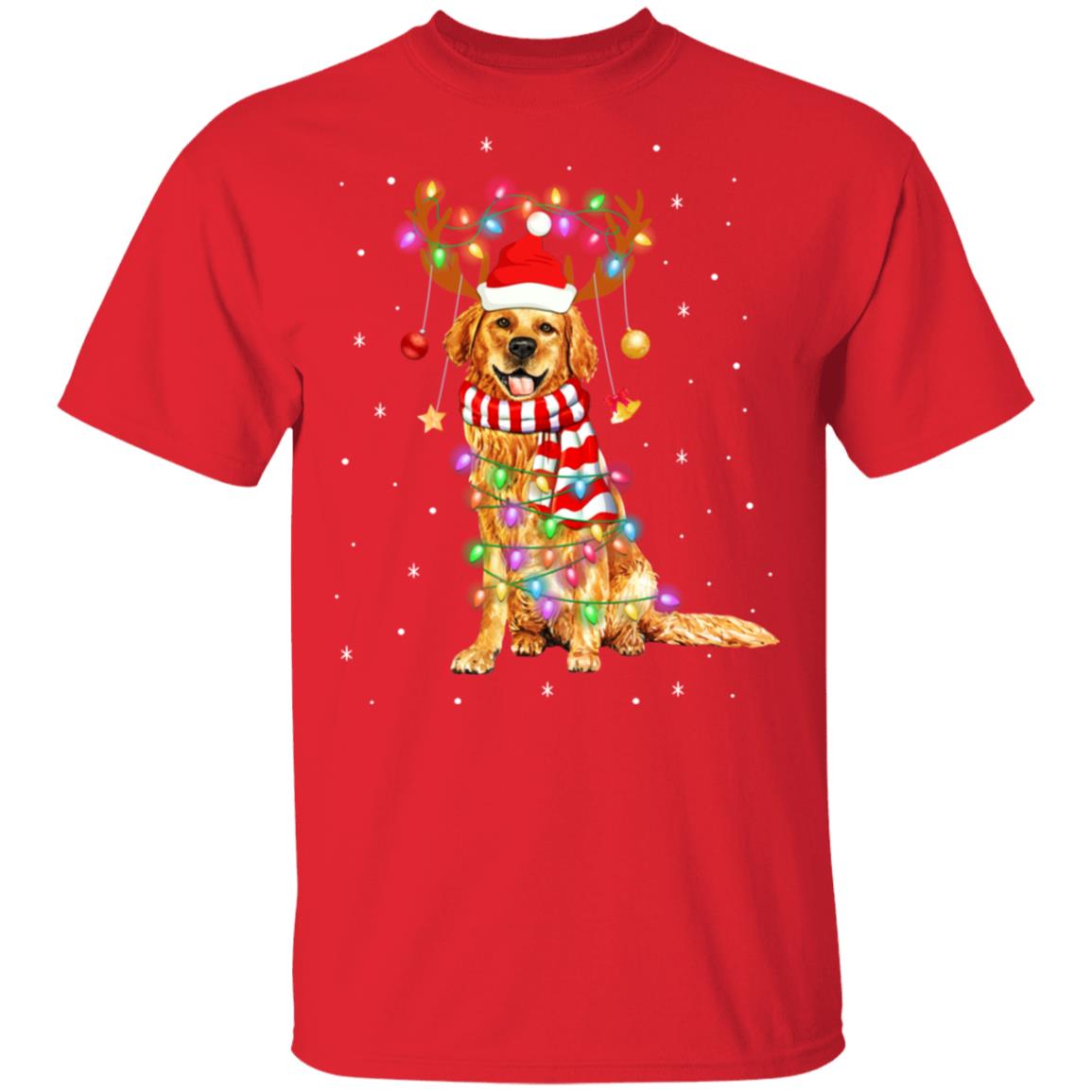 Cute Golden Retriever Christmas Lights Reindeer Pajamas T-Shirt & Sweatshirt | Teecentury.com