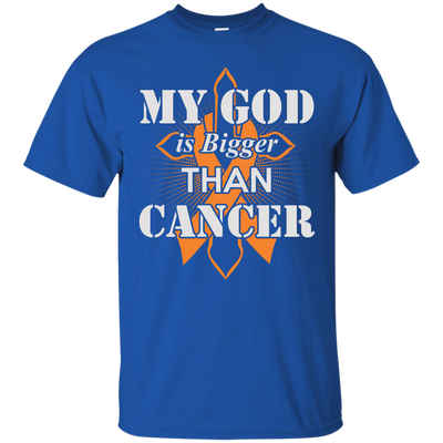 My God Is Bigger Than Cancer Orange Awareness Ribbon T-Shirt & Hoodie | Teecentury.com