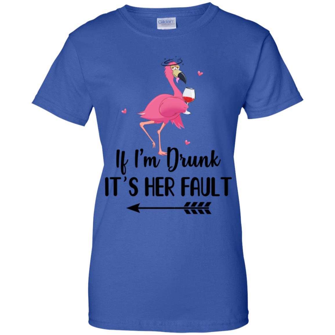If I'm Drunk It's Her Fault Flamingo Drink Wine Lover Left Arrow T-Shirt & Tank Top | Teecentury.com