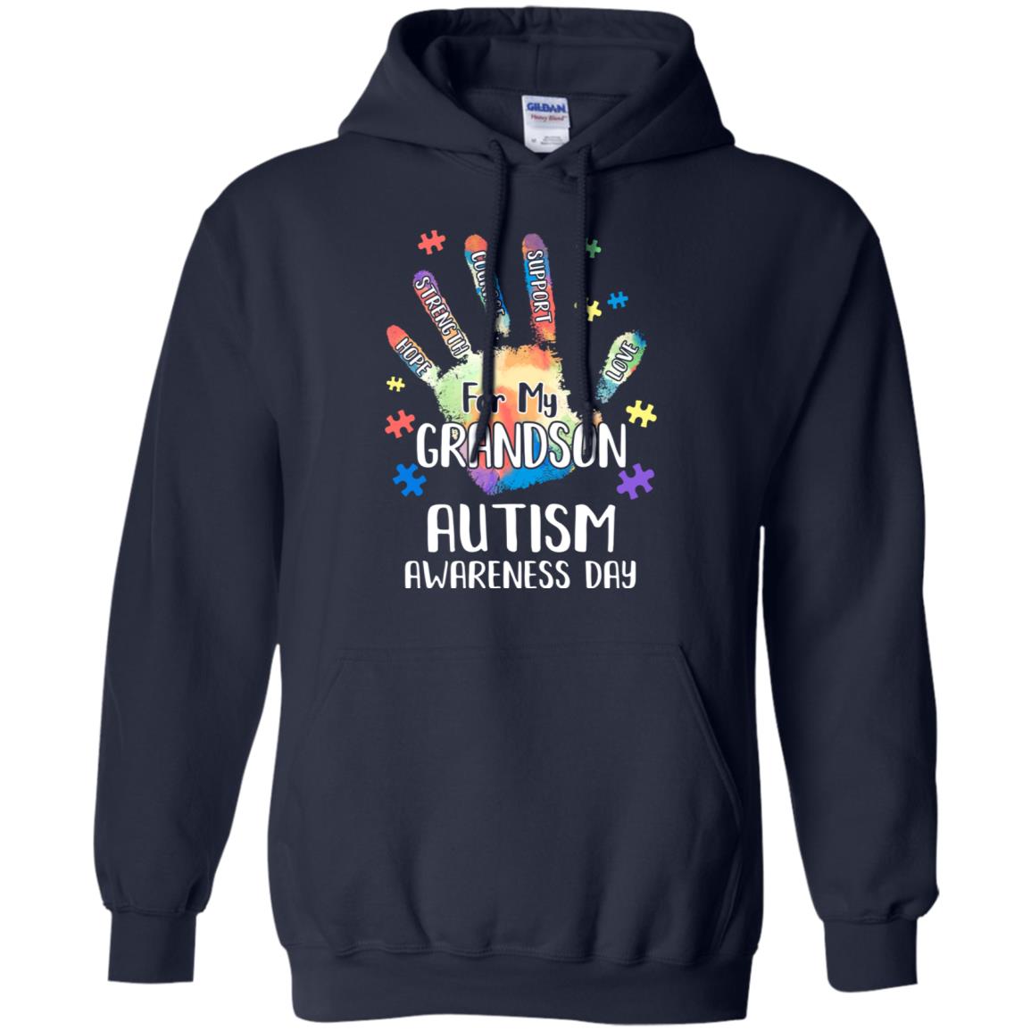 Support Autism Awareness For My Grandson Puzzle Gift T-Shirt & Hoodie | Teecentury.com