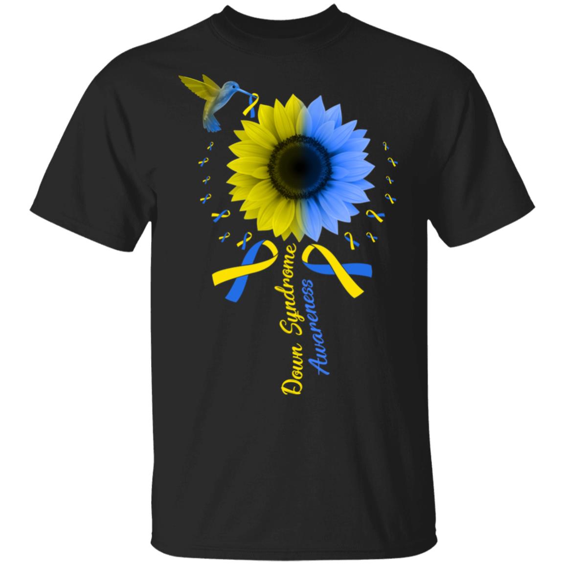 Hummingbird Sunflower Blue Yellow Down Syndrome Awareness T-Shirt & Hoodie | Teecentury.com