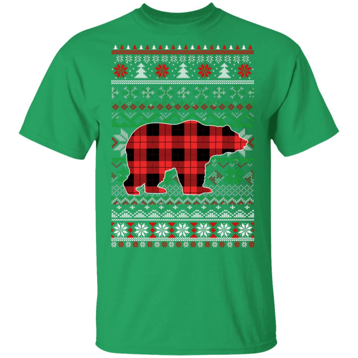 Bear Red Plaid Ugly Christmas Sweater Funny Gifts T-Shirt & Sweatshirt | Teecentury.com