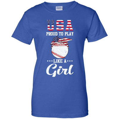 Usa Proud To Play Like A Girl Baseball T-Shirt & Tank Top | Teecentury.com