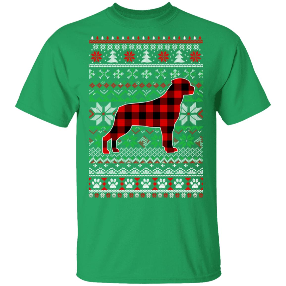 Rottweiler Red Plaid Ugly Christmas Sweater Gifts T-Shirt & Sweatshirt | Teecentury.com