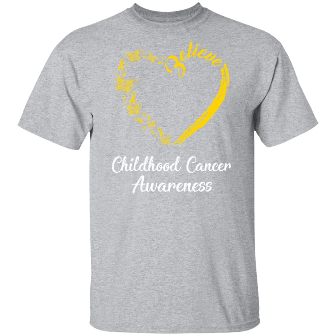 Butterfly Believe Childhood Cancer Awareness Ribbon Gifts T-Shirt & Hoodie | Teecentury.com