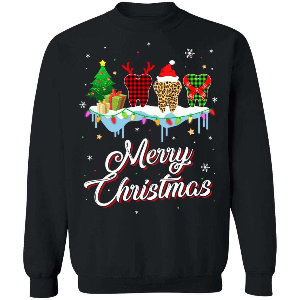 Merry Christmas Dental Assistant Tooth Red Plaid Xmas Gift T-Shirt & Sweatshirt | Teecentury.com