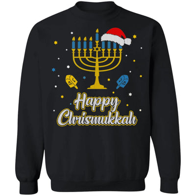 Christmas Ugly Hanukkah Sweater Menorah Happy Chrismukkah T-Shirt & Sweatshirt | Teecentury.com