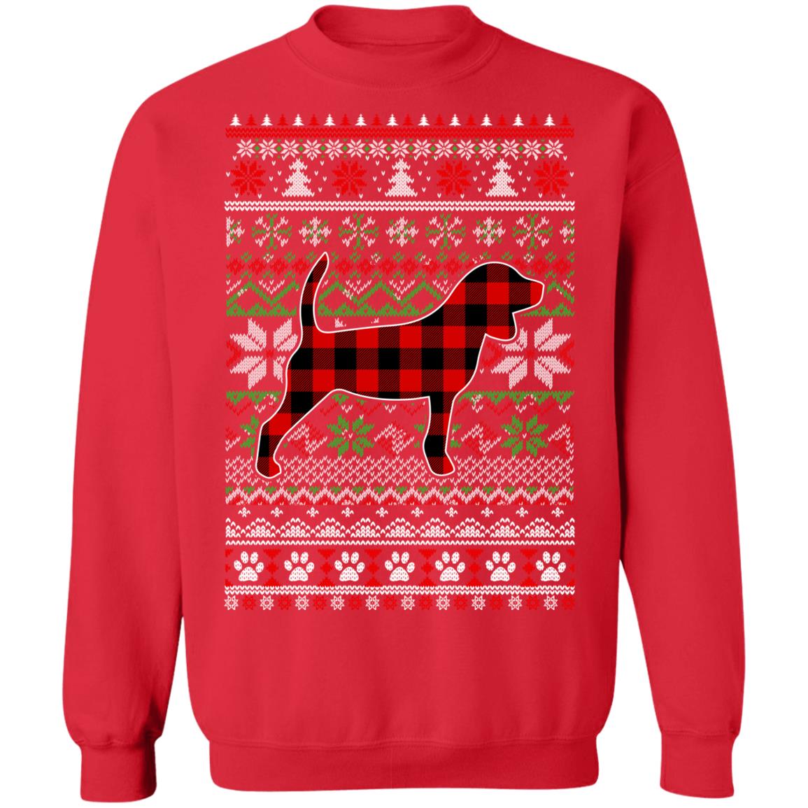 Beagle Red Plaid Ugly Christmas Sweater Gifts T-Shirt & Sweatshirt | Teecentury.com