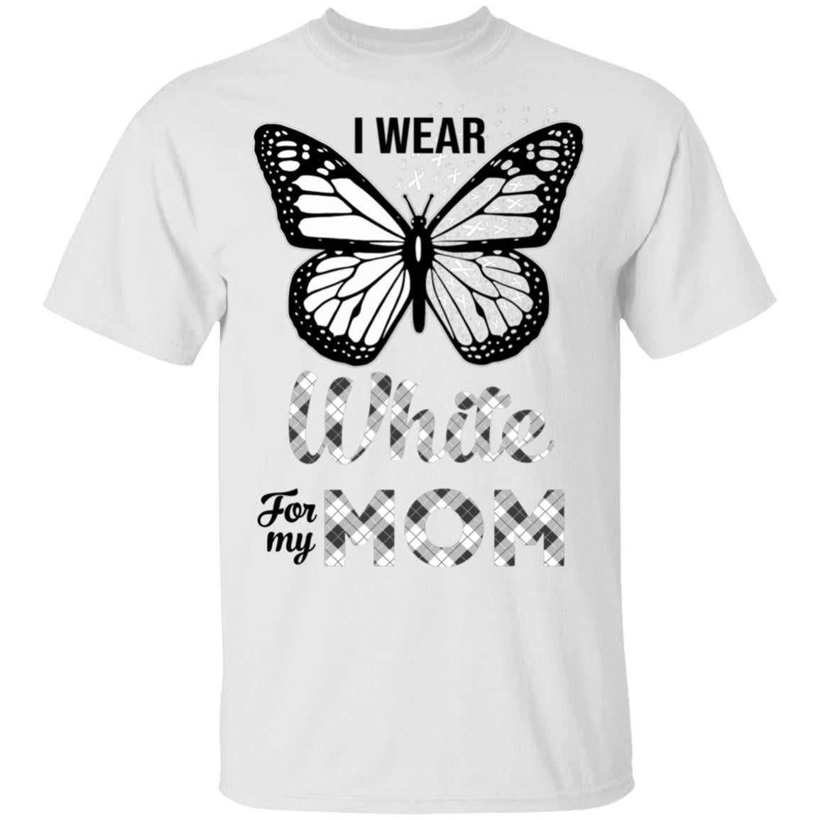 I Wear White For My Mom Butterfly Lung Cancer Awareness T-Shirt & Hoodie | Teecentury.com