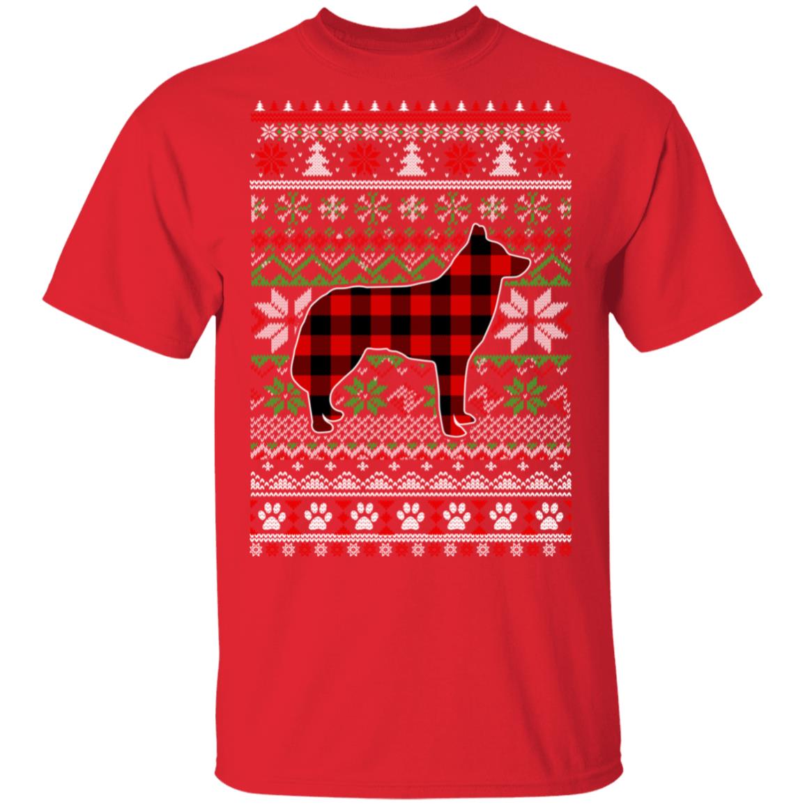 Siberian Husky Red Plaid Ugly Christmas Sweater Gifts T-Shirt & Sweatshirt | Teecentury.com