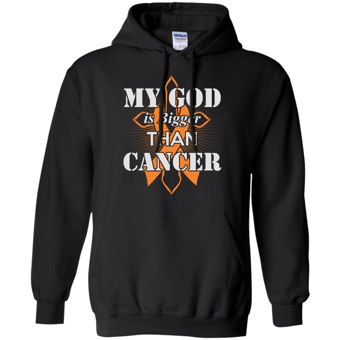 My God Is Bigger Than Cancer Orange Awareness Ribbon T-Shirt & Hoodie | Teecentury.com