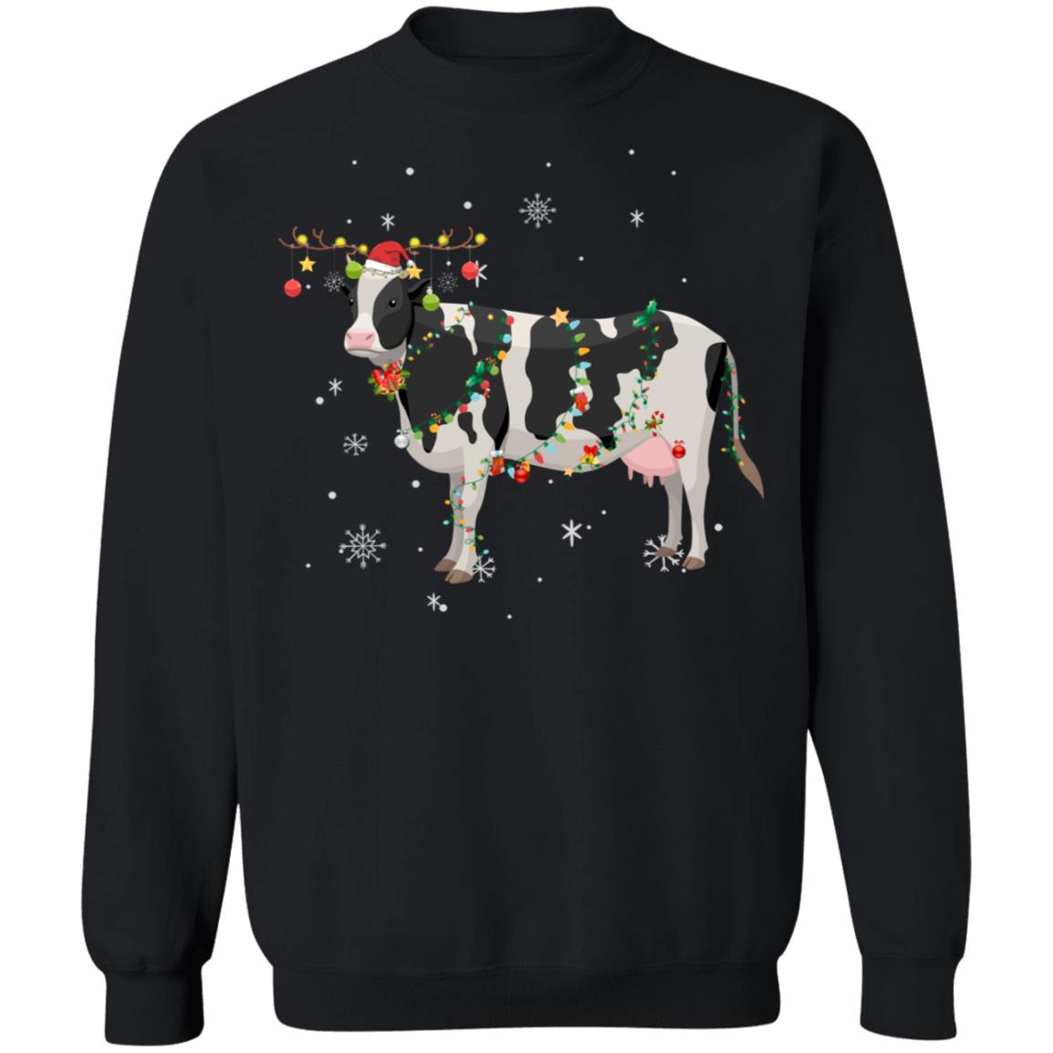 Funny Cow Reindeer Christmas Lights Pajama T-Shirt & Sweatshirt | Teecentury.com