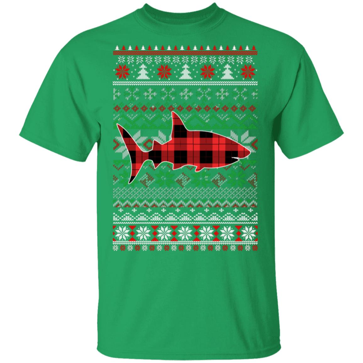 Shark Red Plaid Ugly Christmas Sweater Funny Gifts T-Shirt & Sweatshirt | Teecentury.com