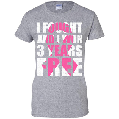 I Fought An I Won 3 Years Free Fight Support Breast Cancer T-Shirt & Hoodie | Teecentury.com