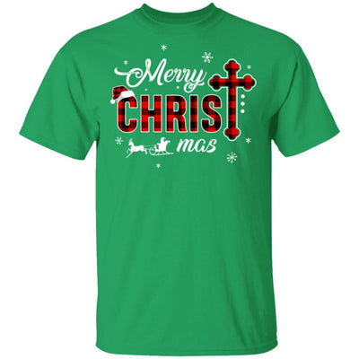 Merry Christmas Buffalo Plaid Cross Xmas Gift T-Shirt & Sweatshirt | Teecentury.com