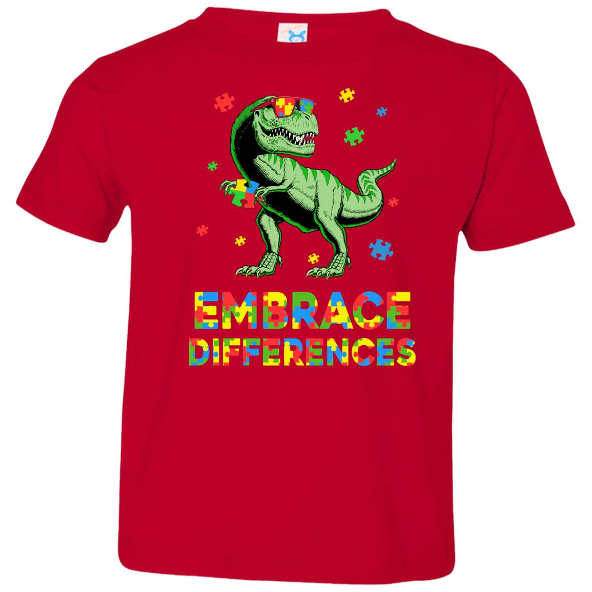 Dinosaur Puzzle Autism Awareness Embrace Differences Youth Youth Shirt | Teecentury.com