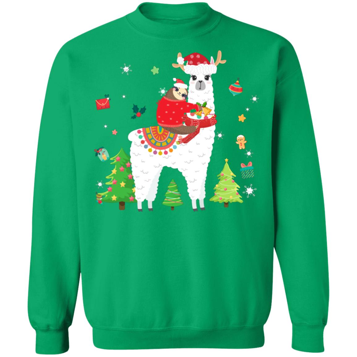 Santa Sloth Riding Llama Reindeer Christmas Gifts T-Shirt & Sweatshirt | Teecentury.com