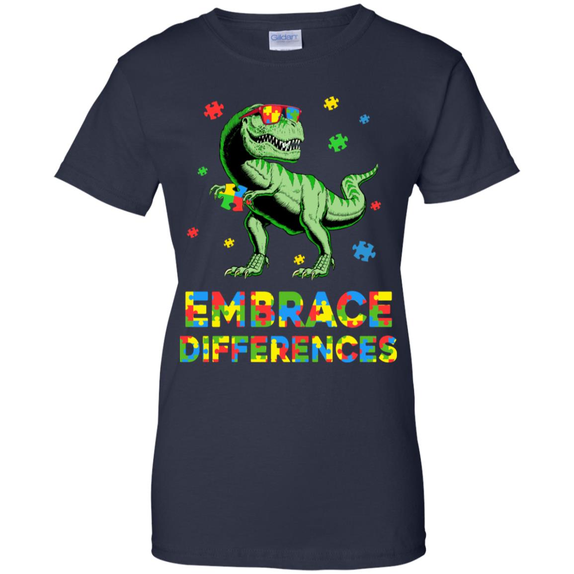 Dinosaur Puzzle Autism Awareness Embrace Differences T-Shirt & Hoodie | Teecentury.com