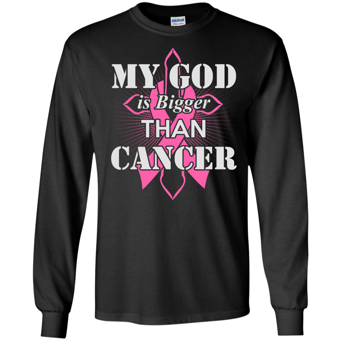 My God Is Bigger Than Cancer Pink Awareness Ribbon T-Shirt & Hoodie | Teecentury.com