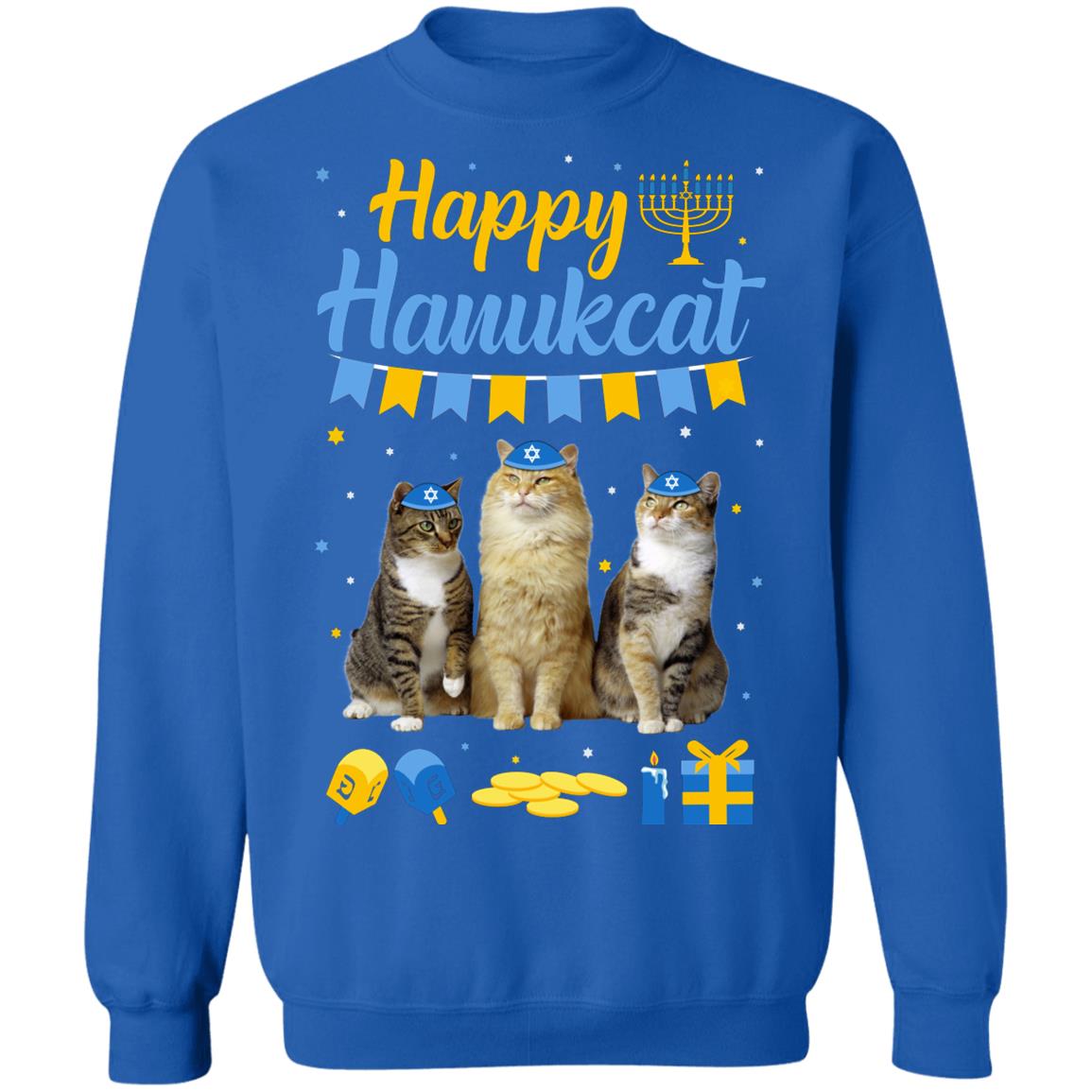Jewish Hanukkah Cat Happy Hanukcat Christmas Gift T-Shirt & Sweatshirt | Teecentury.com