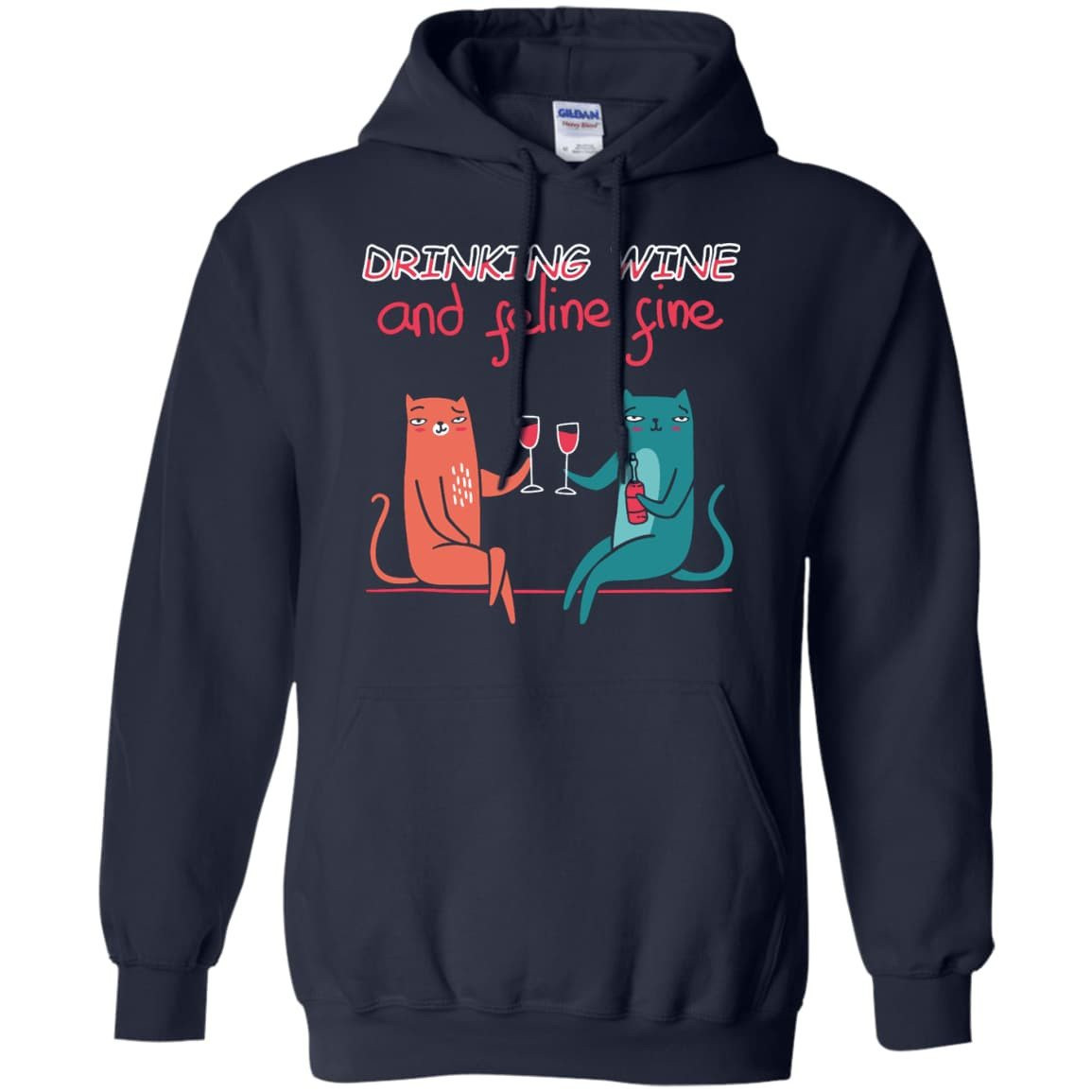 Drinking Wine Feline Fine T-Shirt & Hoodie | Teecentury.com