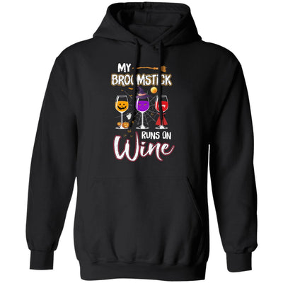 My Broomstick Runs On Wine Drinking Halloween Wine Lover T-Shirt & Hoodie | Teecentury.com