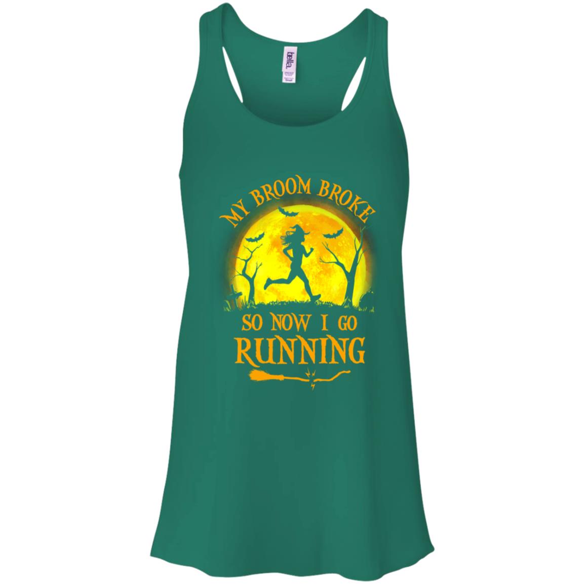 Funny Halloween My Broom Broke So Now I Go Running T-Shirt & Tank Top | Teecentury.com