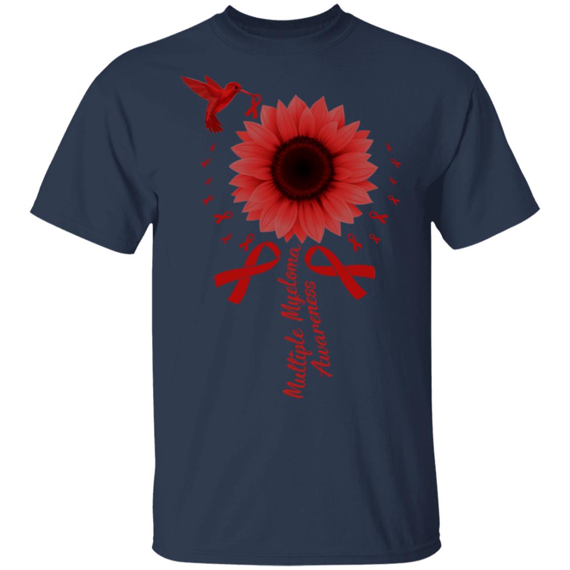 Hummingbird Sunflower Burgundy Multiple Myeloma Awareness T-Shirt & Hoodie | Teecentury.com