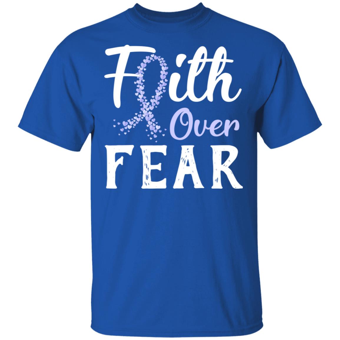 Stomach Cancer Awareness Periwinkle Faith Over Fear T-Shirt & Hoodie | Teecentury.com
