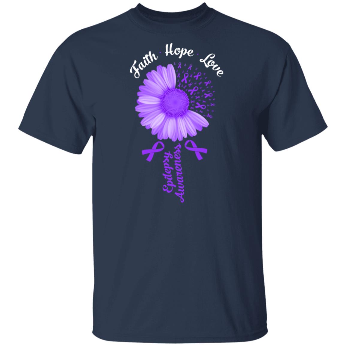 Faith Hope Love Purple Ribbon Epilepsy Awareness T-Shirt & Hoodie | Teecentury.com