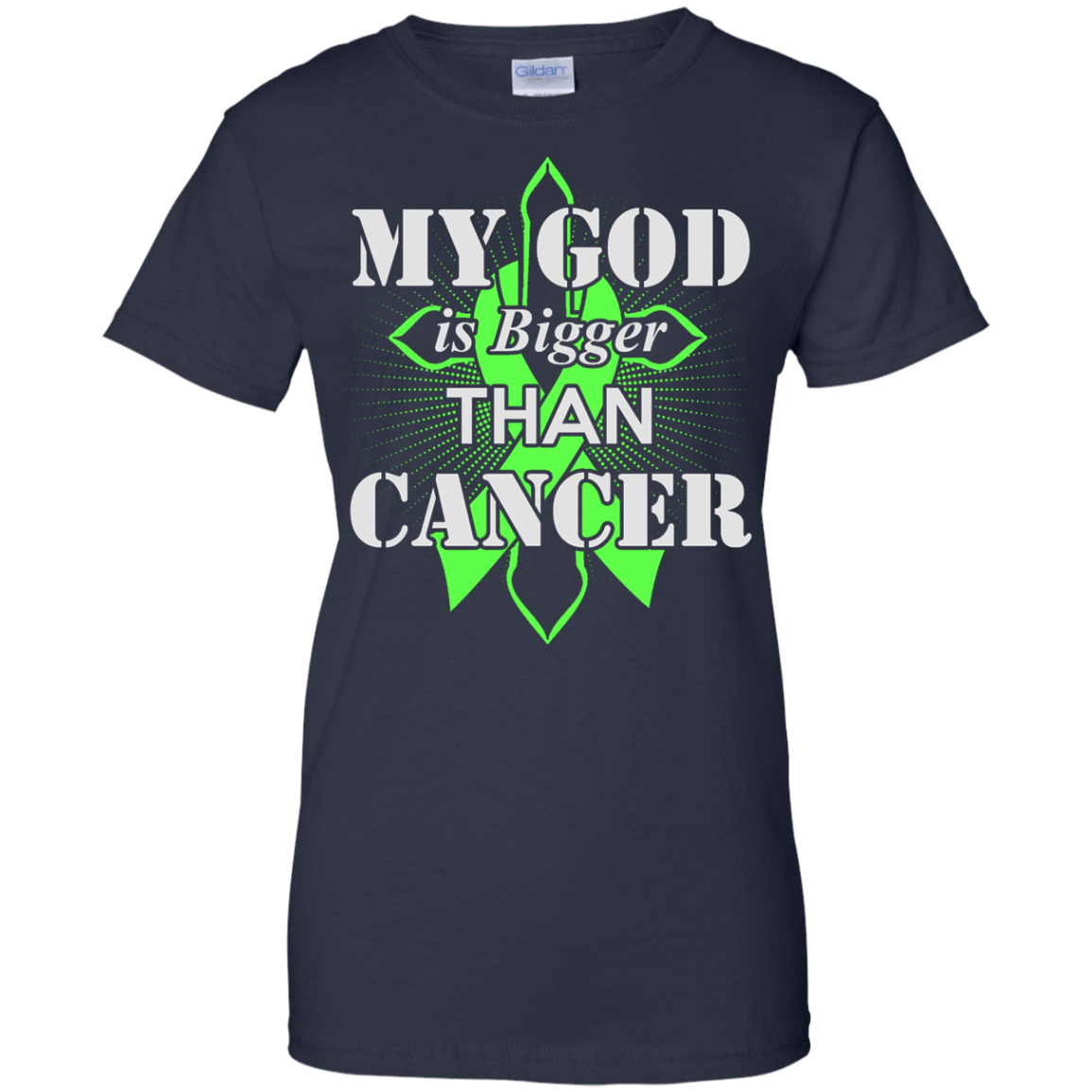My God Is Bigger Than Cancer Green Awareness Ribbon T-Shirt & Hoodie | Teecentury.com