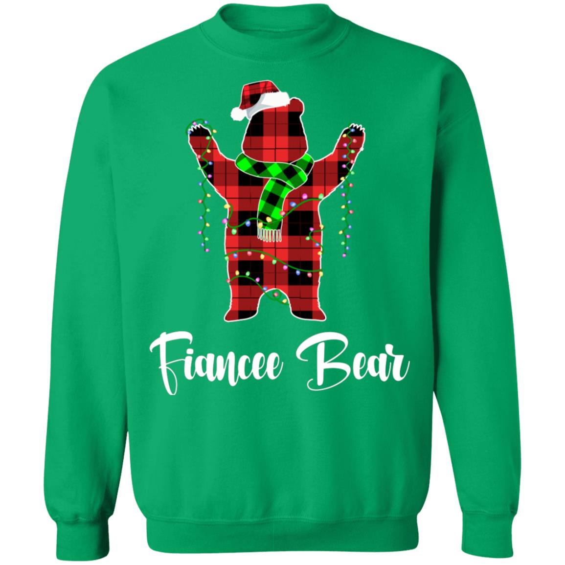 Red Plaid Fiancee Bear Couple Matching Christmas Pajama T-Shirt & Sweatshirt | Teecentury.com