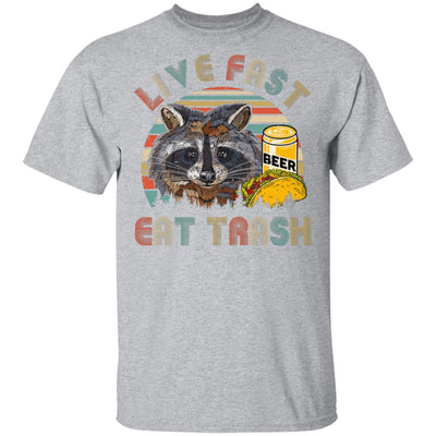 Live Fast Eat Trash Funny Raccoon Beer Tacos Vintage T-Shirt & Hoodie | Teecentury.com
