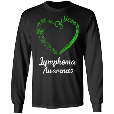 Butterfly Believe Lymphoma Awareness Ribbon Gifts T-Shirt & Hoodie | Teecentury.com