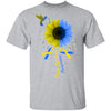 Hummingbird Sunflower Blue Yellow Down Syndrome Awareness T-Shirt & Hoodie | Teecentury.com