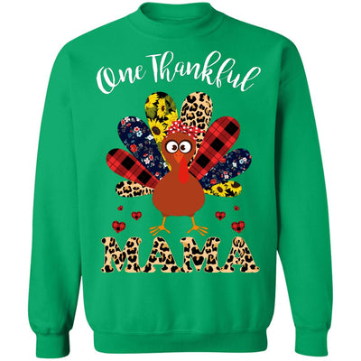 One Thankful Mama Leopard Turkey Thanksgiving Gift T-Shirt & Sweatshirt | Teecentury.com