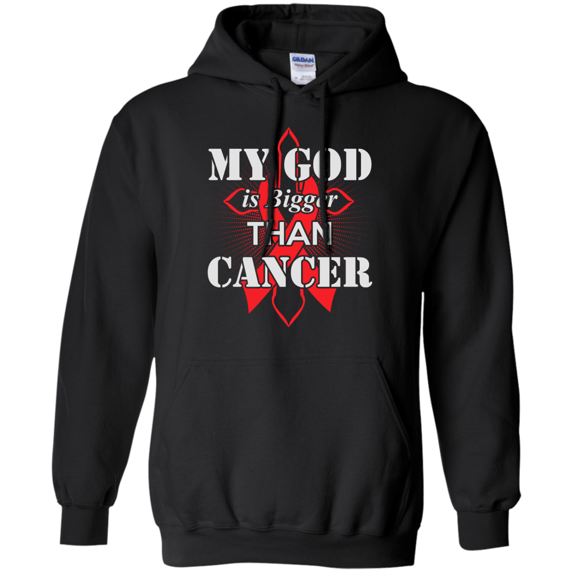 My God Is Bigger Than Cancer Red Awareness Ribbon T-Shirt & Hoodie | Teecentury.com