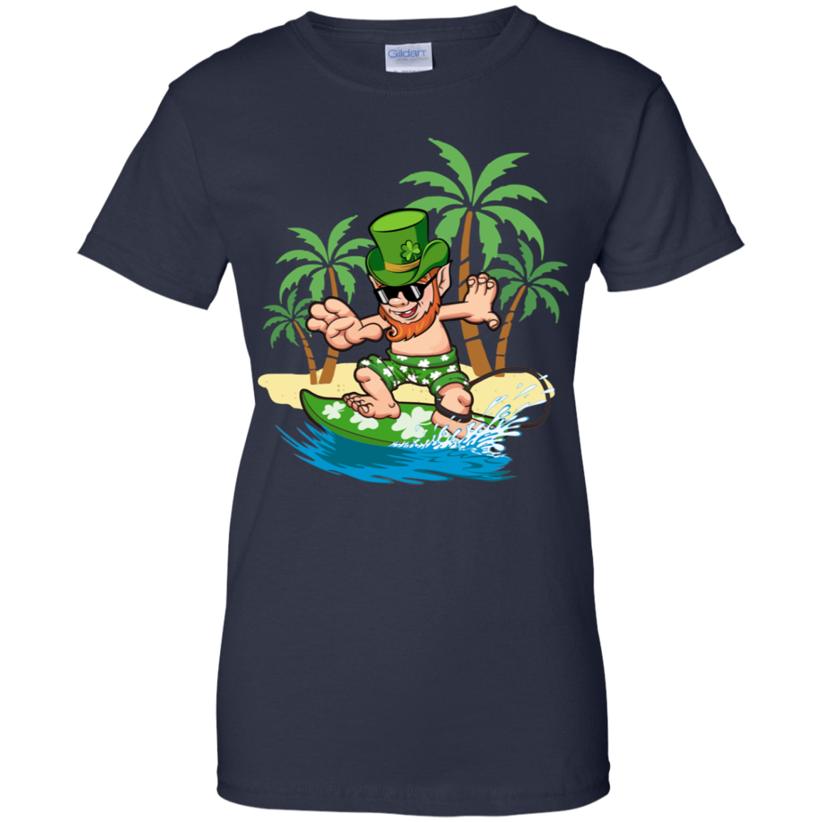 St Patricks Day Hawaiian Leprechaun Surfing T-Shirt & Hoodie | Teecentury.com