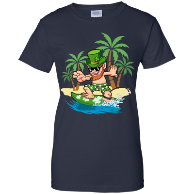 St Patricks Day Hawaiian Leprechaun Surfing T-Shirt & Hoodie | Teecentury.com