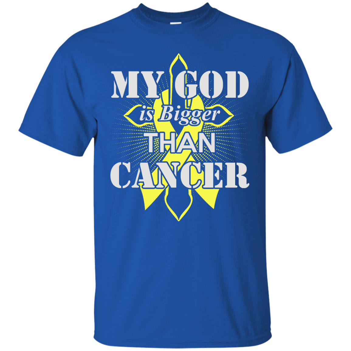 My God Is Bigger Than Cancer Yellow Awareness Ribbon T-Shirt & Hoodie | Teecentury.com