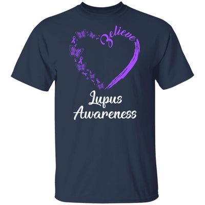 Butterfly Believe Lupus Awareness Ribbon Gifts T-Shirt & Hoodie | Teecentury.com