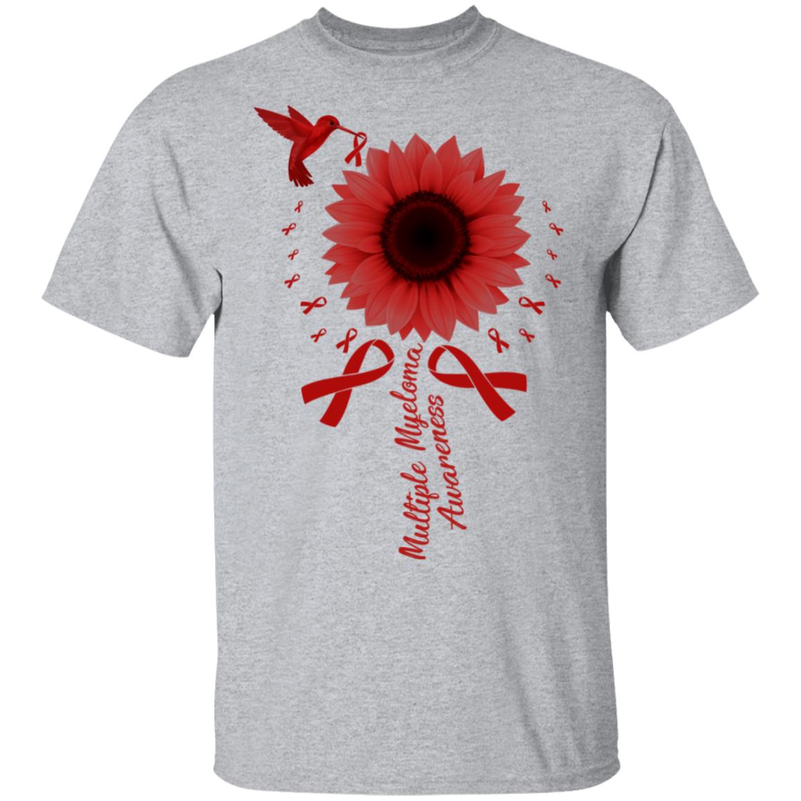 Hummingbird Sunflower Burgundy Multiple Myeloma Awareness T-Shirt & Hoodie | Teecentury.com