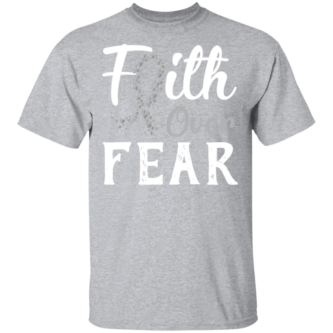 Brain Cancer Diabetes Awareness Gray Ribbon Faith Over Fear T-Shirt & Hoodie | Teecentury.com