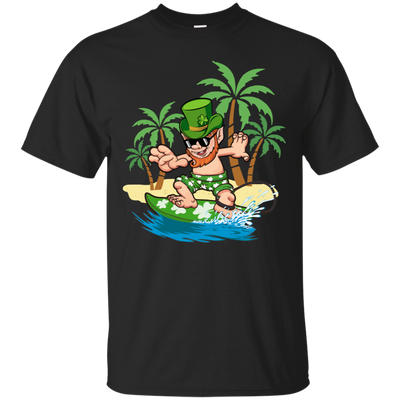 St Patricks Day Hawaiian Leprechaun Surfing T-Shirt & Hoodie | Teecentury.com